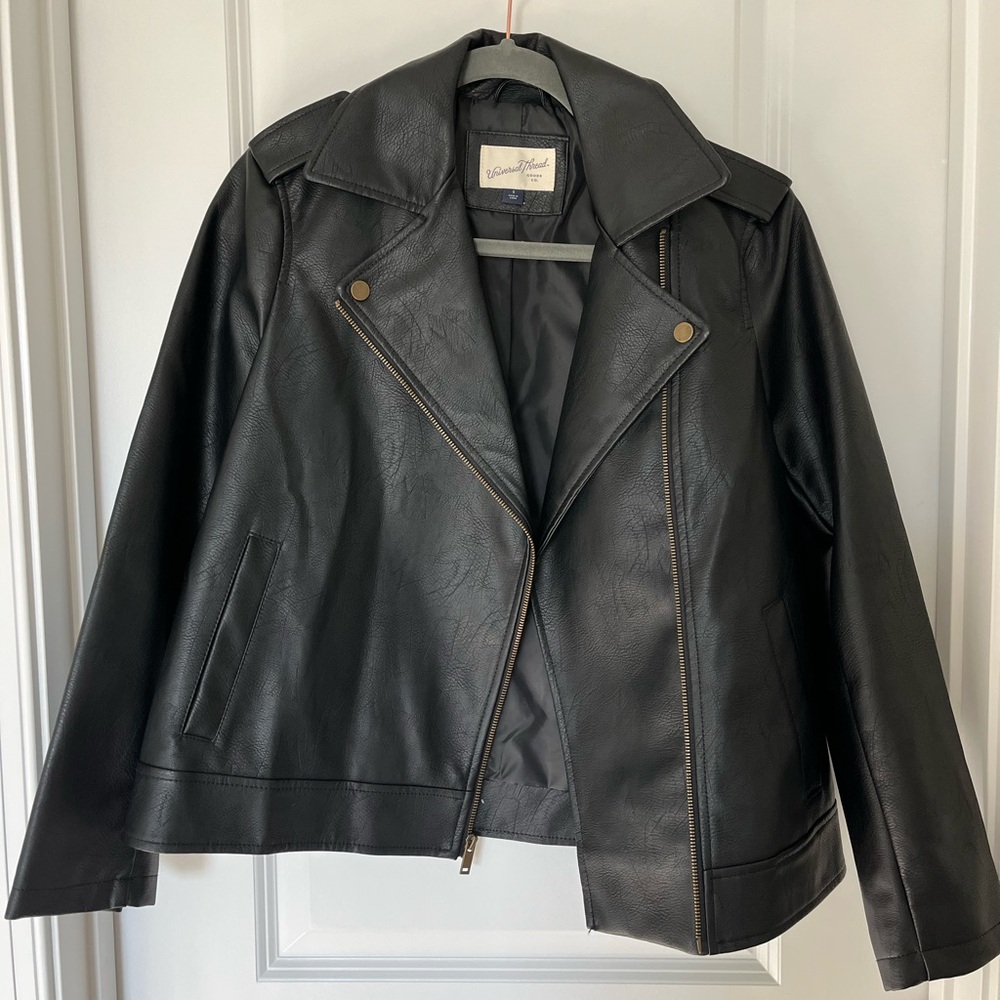 Universal Thread Small Black Leather Jacket with Zippers
